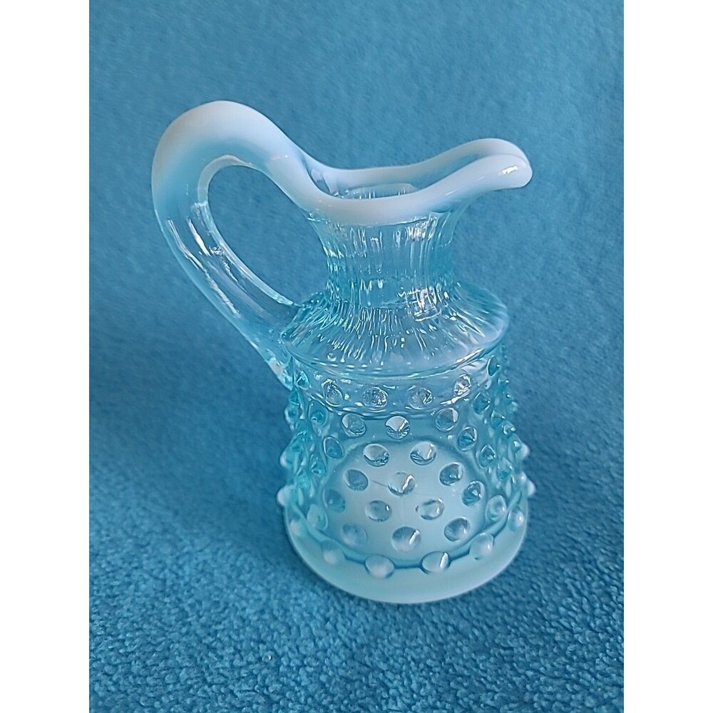 Vintage Fenton Hobnail Aqua-Opalescent Mini Creamer USA